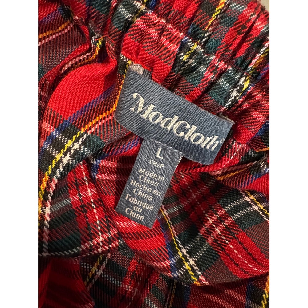 ModCloth Red Tartan Plaid A-Line Skirt with Tie Belt M4613029 Mens Large - Picture 5 of 8